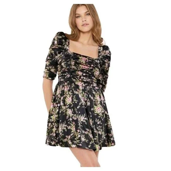 Likely | Dresses | Likely Brandie Black Floral Babydoll Mini Dress Sz 4 Nwt  Bridgerton | Poshmark